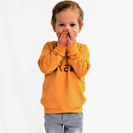Sweater Oker Tekst naar keuze