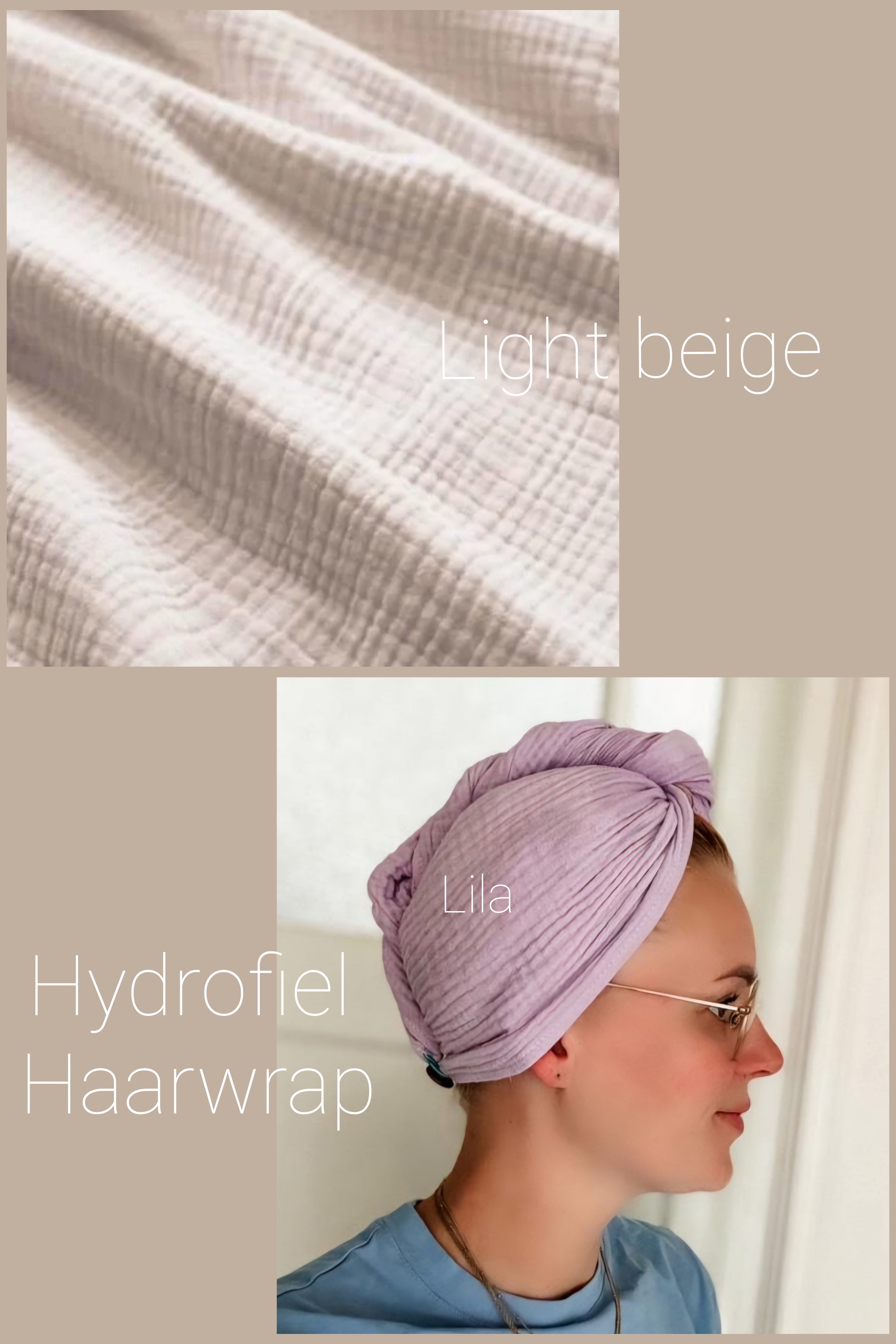 Hydrofiel haarwrap Volwassene Light Beige