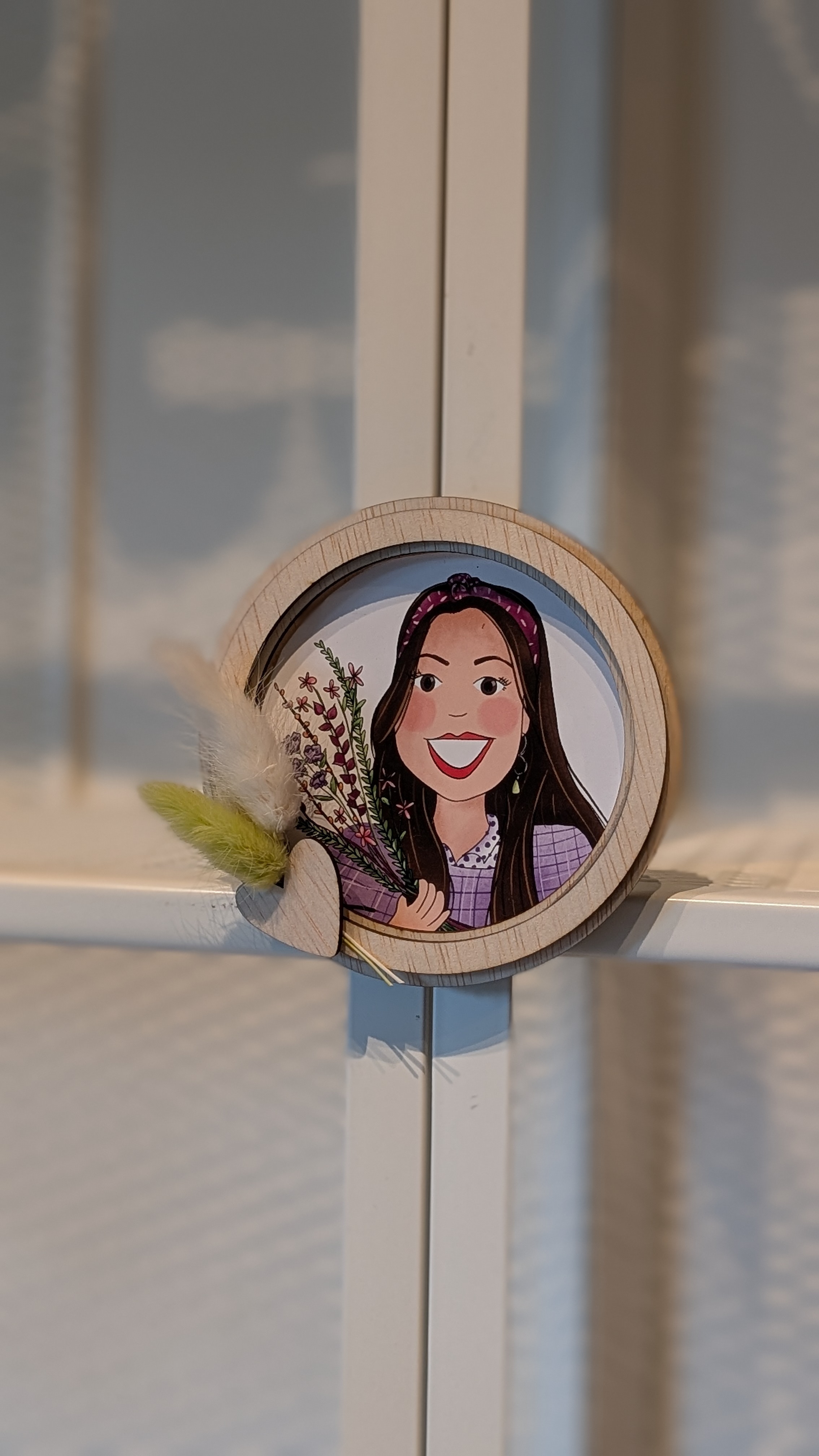 Fotolijstje bloem met magneet.