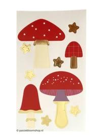Stickers grote paddenstoel rood met witte stippen