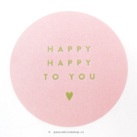 Sluitstickers rond happy happy roze  (10 stuks)