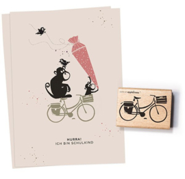 Fiets met mand en fietstas grote stempel