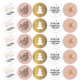 Sluitstickers kerst roze/goud