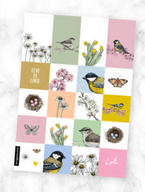 Stickervel 'Vogels en bloemen'