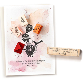 Tekststempel 'Tegen een slecht humeur...'