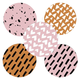 Sluitstickers grafische patronen roze
