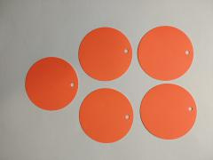 Oranje ronde labels groot (5 stuks)