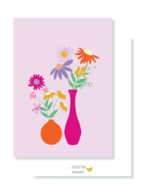 Ansichtkaart 'Vazen met bloemen'