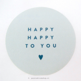 Sluitstickers rond happy happy blauw  (10 stuks)