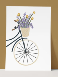 Ansichtkaart 'Fiets met bloemen'