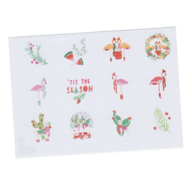 Stickers tropische kerst, flamingo, cactus