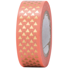 Washi tape oranje met gouden driehoekjes