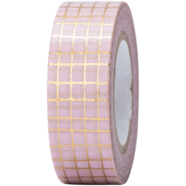 Washi tape roze met goud ruitje