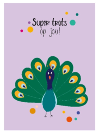 Kaart met pauw 'Super trots op jou!'