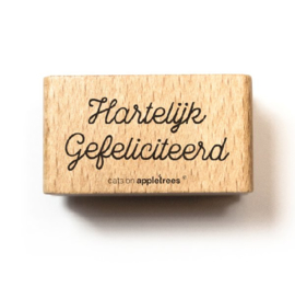 Tekst stempel hout | Hartelijk gefeliciteerd
