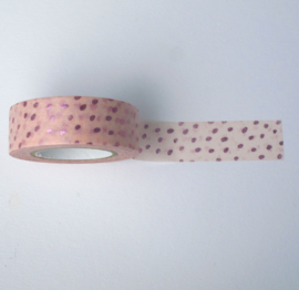 Washi tape | Roze met rosé gouden stippen