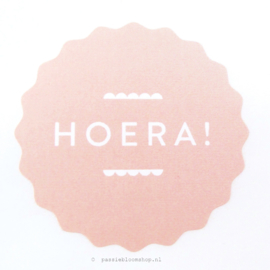 Sluitstickers rond hoera roze  (10 stuks)