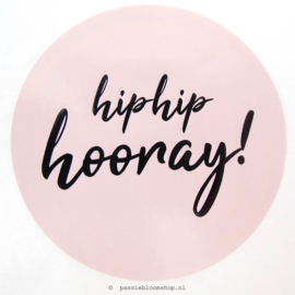 Sluitsticker Hip Hip Hooray! Roze XL  (5 stuks)