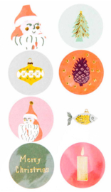 Stickers kerst groen/ rood rond