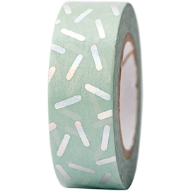 Washi tape mint met zilveren hagels