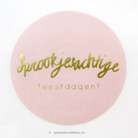 Sluitstickers rond kerst Roze  (10 stuks)