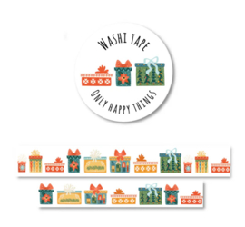 Washitape 'Gekleurde kerstcadeaus'