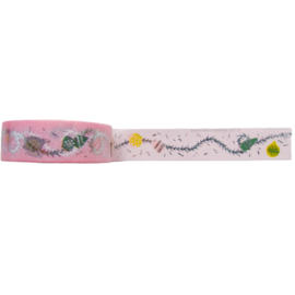 Washi tape kerst slinger roze zilver