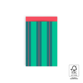 Cadeauzakjes gestreept rood en groen (afm. 12x19 cm)