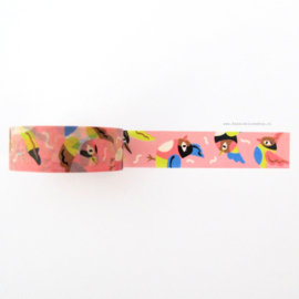 Washi tape roze vogeltjes | Marijke Buurlage