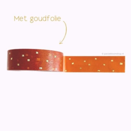 Washi tape bruin met gouden streepjes