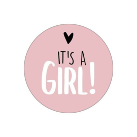 Sluitsticker it's a girl roze (10 stuks)