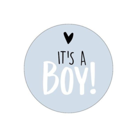 Sluitsticker it's a boy blauw (10 stuks)