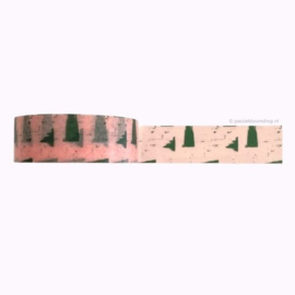 Washi tape print roze en groen
