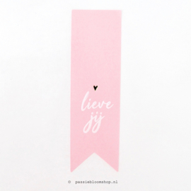 Sluitsticker vaantje Lieve jij Roze  (10 stuks)