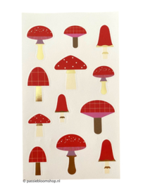 Stickers klein paddestoelen rood