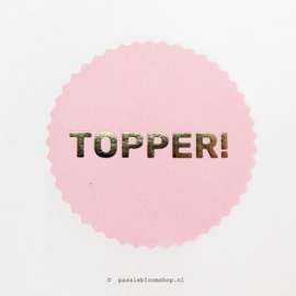 Sluitsticker rond Topper roze / goud  (10 stuks)