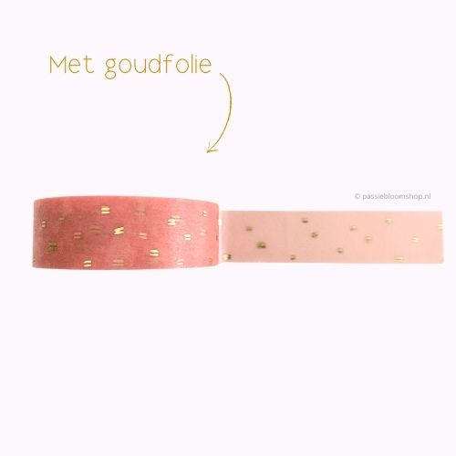 Washi tape roze met gouden streepjes