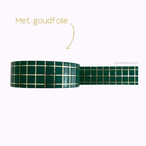 Meditatief magneet zoals dat Washi tape groen met gouden ruitjes / grid | Alle washi tape | Passie Bloom  Shop
