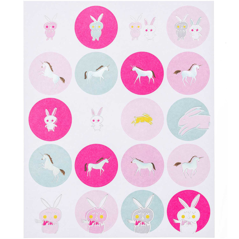 Stickers unicorn en konijntjes roze