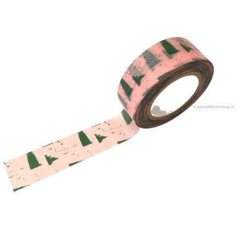 Washi tape print roze en groen