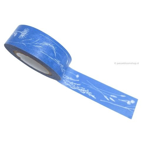 Washi tape plukbloemen blauw