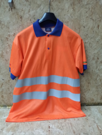 Poloshirt F. Engel signaal Oranje met reflectiestrepen