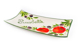 Rechthoekige schaal tomaat/olijven Piccobella