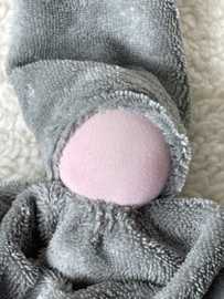 Cuddly doll gray / green with pink skin color