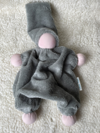 Cuddly doll gray / green with pink skin color