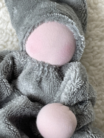 Cuddly doll gray / green with pink skin color