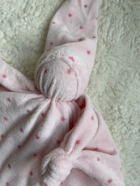 Lappenpopje nicky velours roze- sterren -met rammelkraal