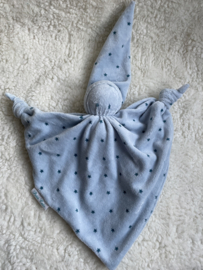 Lappenpopje nicky velours blauw - sterren -met rammelkraal