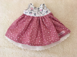 Dress pink with white dots - flowers