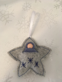 Christmas pendant star gray with blue doll